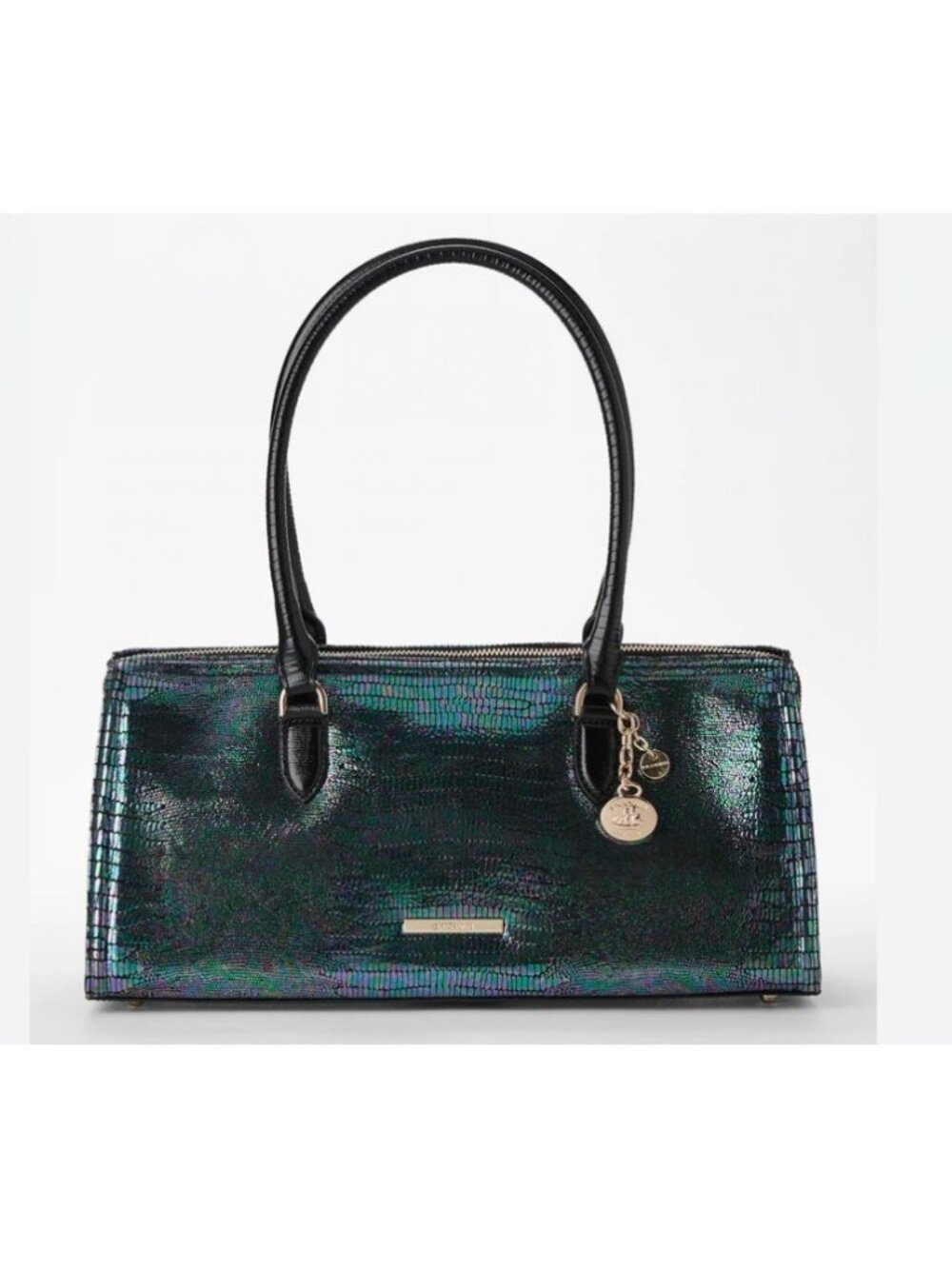BRAHMIN Sophia lizzard embossed leather large satchel +Dust bag -Multi Symphonic